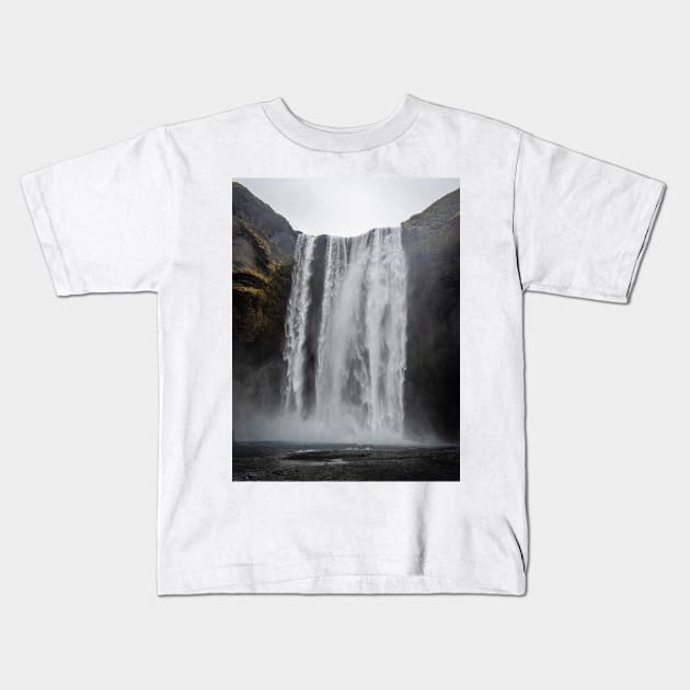 Waterfall in Iceland Kids T-Shirt by beyondreason